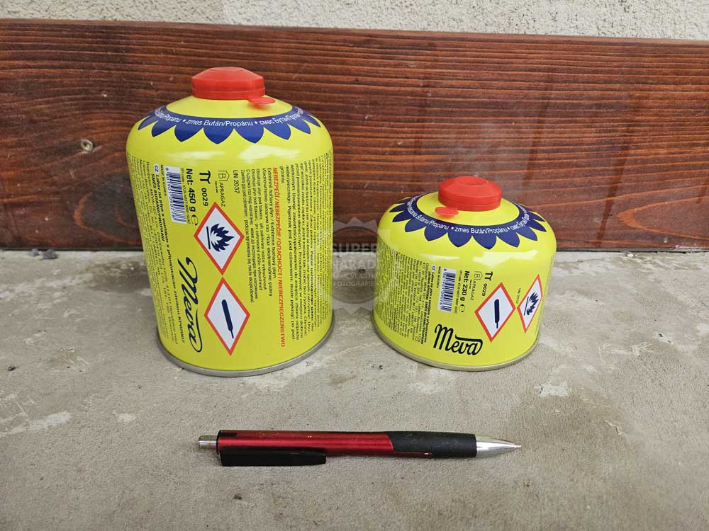 Plynové kartuše Meva 230g a 460g se závitem 7/16