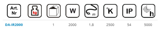 DEDRA DA-IR2000 infra topidlo  230V 2000W