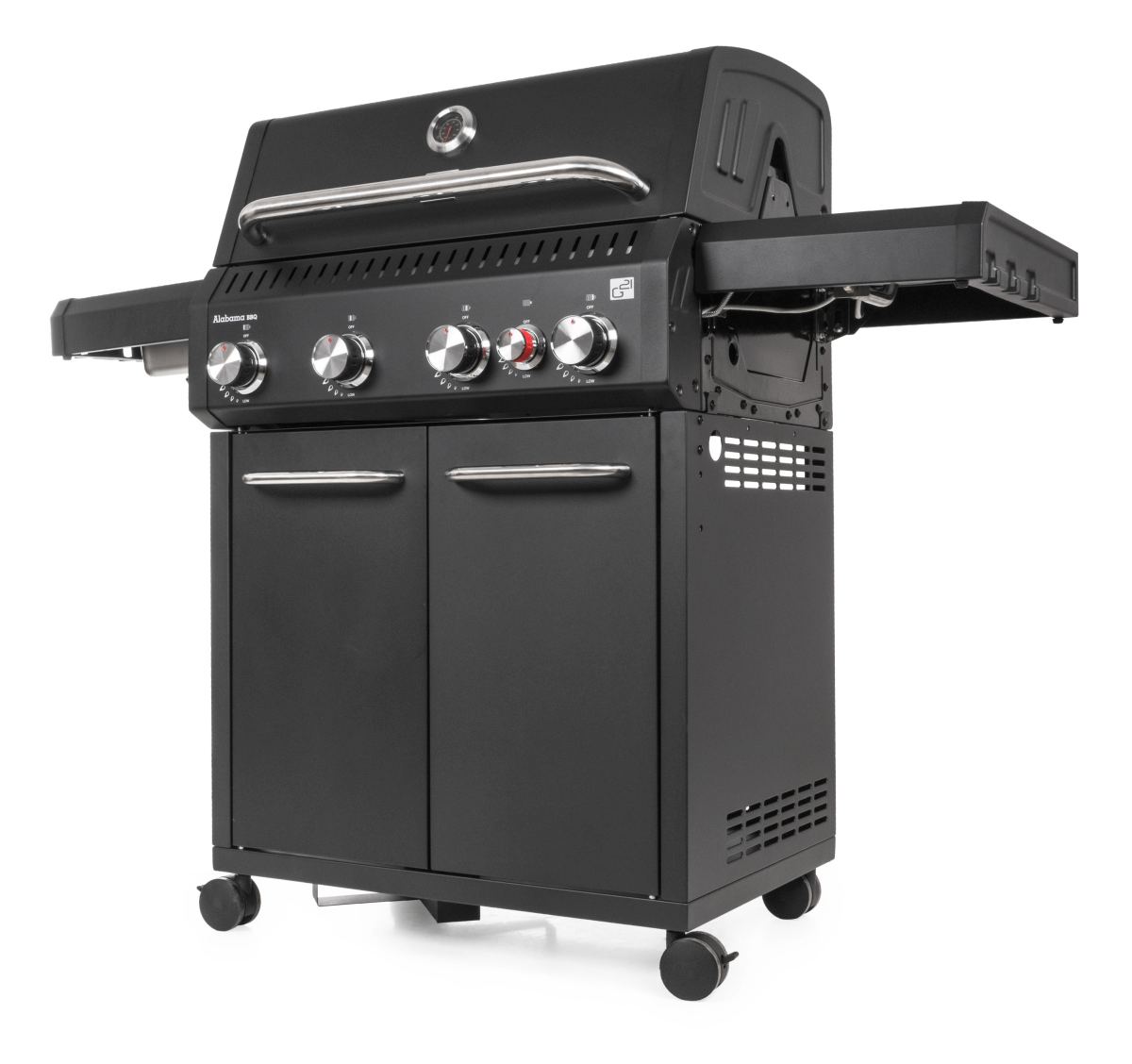 Celkový pohled z podhledu na luxusní plynový gril G21 Alabama Black BBQ
