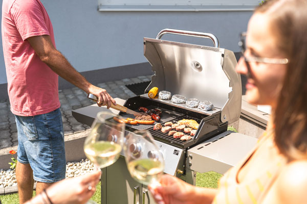 Nerezový plynový gril G21 Oklahoma BBQ Premium line přípitek