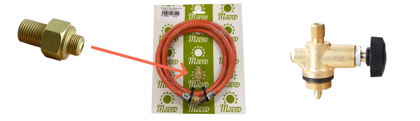 Redukční set Meva 7/16" na 2 Kg láhev 4754+ventil 2157
