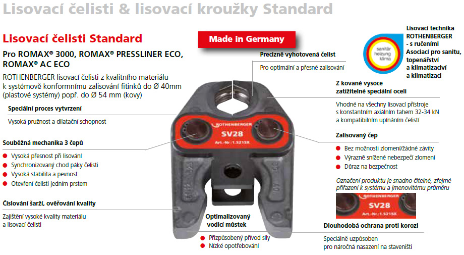 Rothenberger Lisovací čelisti Standard